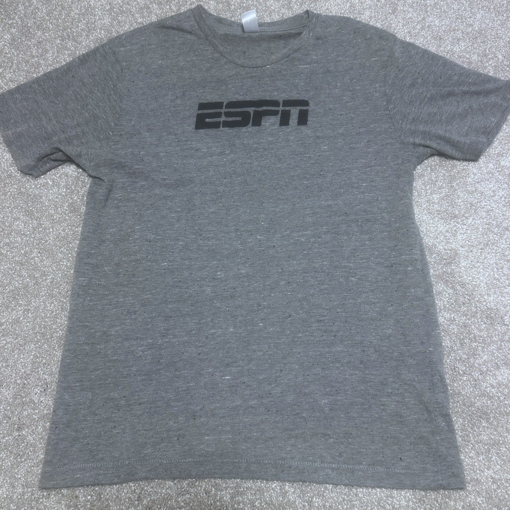 Alternative Mens M ESPN Graphic Tee Gray Short Sleeve Sports Media T-Shirt